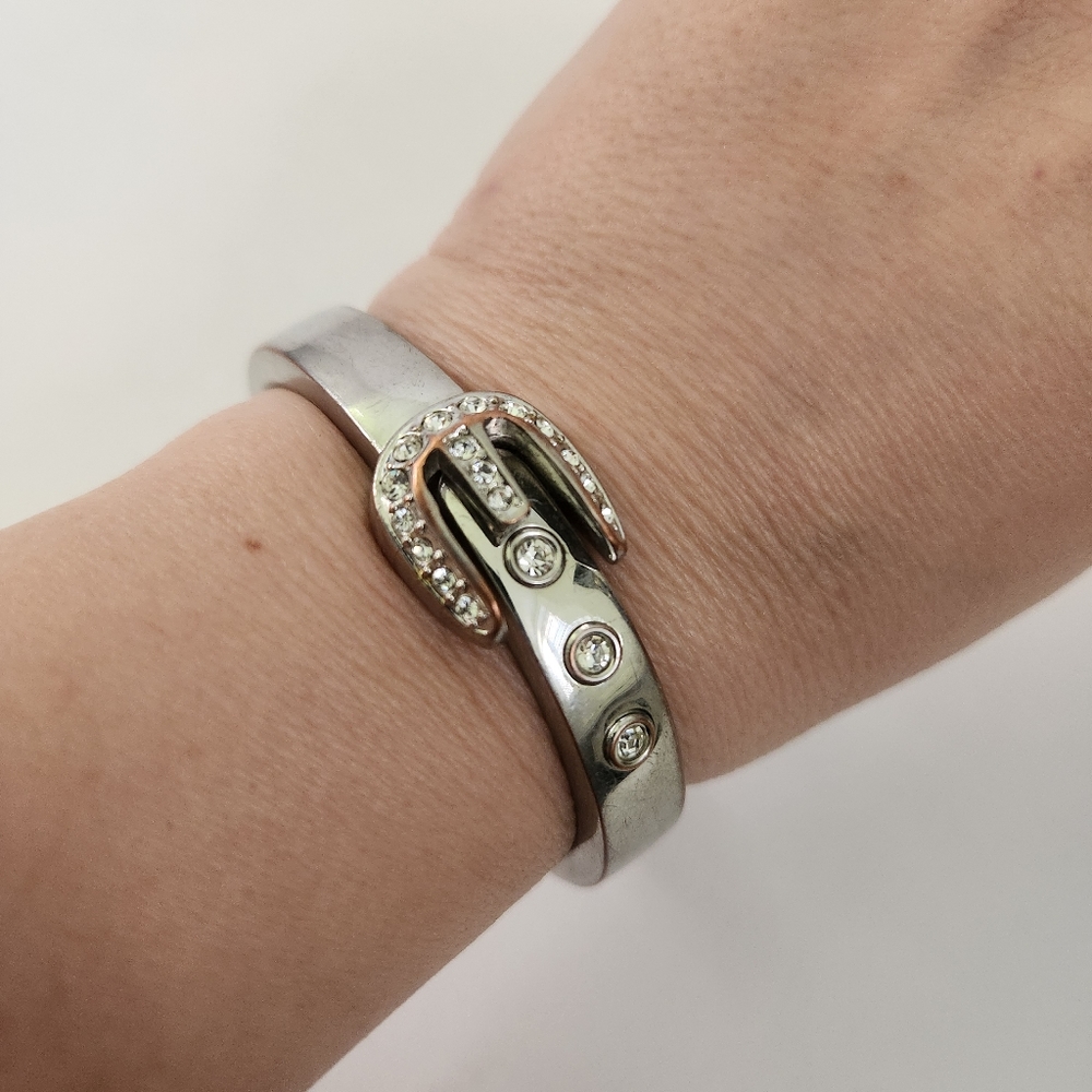 Jewelled buckle bracelet silver rhinestones